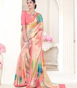 Multi Crepe Soft Silk Designer Digital Printed Graceful Festive Wear Sober Classy Looks Saree