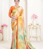 Multi Crepe Soft Silk Designer Digital Printed Girlie Fashion Looks Classy Partywear Saree