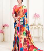 Multi Crepe Soft Silk Designer Digital Printed Girlie Fashion Looks Classy Partywear Saree