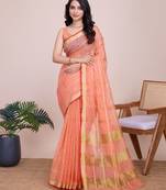 Orange Traditional Kota Doriya c Weaving Jari Festive Rajasthani Festive Saree