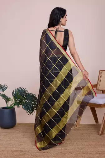 Black Traditional Kota Doriya c Weaving zari Festive Rajasthani Festive Saree