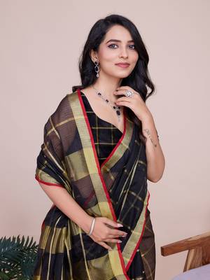 Black Traditional Kota Doriya c Weaving zari Festive Rajasthani Festive Saree 3