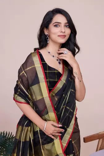 Black Traditional Kota Doriya c Weaving zari Festive Rajasthani Festive Saree
