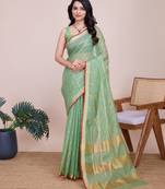Pista Traditional Kota Doriya c Weaving Jari Festive Rajasthani Festive Saree