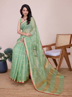 Pista Traditional Kota Doriya c Weaving zari Festive Rajasthani Festive Saree 5