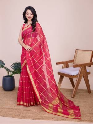 Pink Traditional Kota Doriya c Weaving zari Festive Rajasthani Festive Saree 5