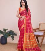 Pink Kota Doriya c Weaving Jari Traditioanlly Rich Trendy Festive Indian Saree