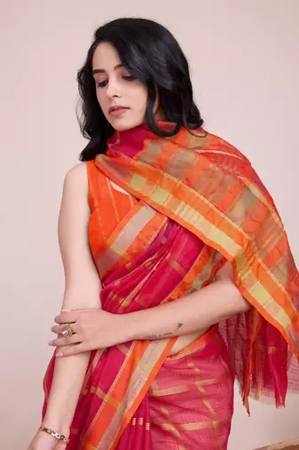 Pink Kota Doriya c Weaving zari Traditioanlly Rich Trendy Festive Indian Saree