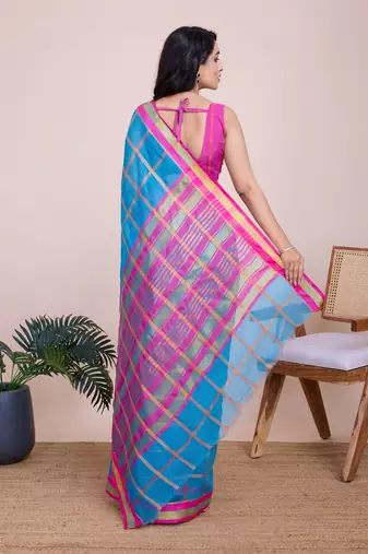 Turquoise Kota Doriya c Weaving zari Traditioanlly Rich Trendy Festive Indian Saree