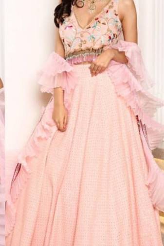 Trendmalls  Georgette Embroidery Work Lehenga Choli With Dupatta