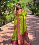 Green Paithani Silk Graceful Ethnic Looks Rich Woven Paithani Designer Festive Wear Saree