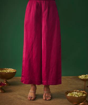 Magenta pink mirror embroidered kurta and pants set 4