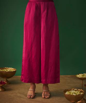 Magenta pink embroidered kurta and pants set 5