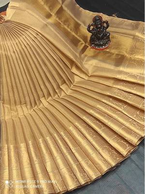 Beige Tissue Silk Blend Saree With Blouse 3