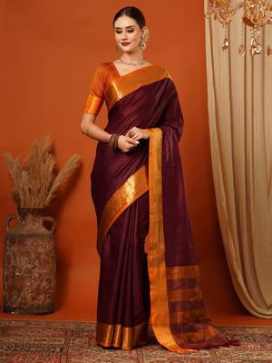 Villagius Red and Orange Mysore Silk Zari Embroidered Saree for Women 2