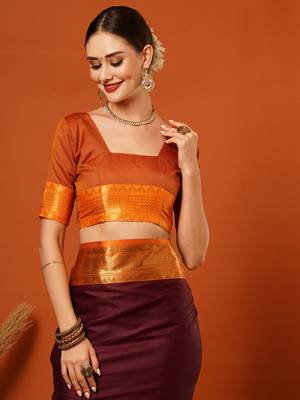 Villagius Red and Orange Mysore Silk Zari Embroidered Saree for Women 5