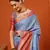 Light Blue Jaccaurd Cotton Silk Mysore Silk Blend Saree With Blouse