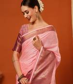 Gajari Jaccaurd Cotton Silk Mysore Silk Blend Saree With Blouse