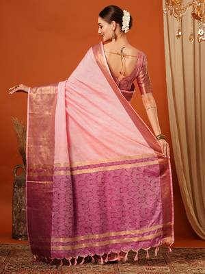 Gajari Jaccaurd Cotton Silk Mysore Silk Blend Saree With Blouse 3