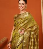 Mustard Jaccaurd Oraganza Silk Bollywood  Saree With Blouse