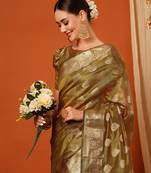 Mustard Jaccaurd Oraganza Silk Bollywood  Saree With Blouse