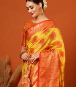 Red Jaccaurd Oraganza Silk Bollywood  Saree With Blouse