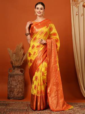 Red Jaccaurd Oraganza Silk Bollywood  Saree With Blouse 2