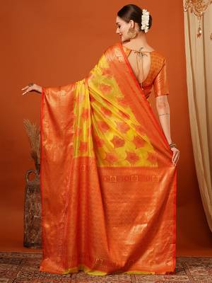 Red Jaccaurd Oraganza Silk Bollywood  Saree With Blouse 3
