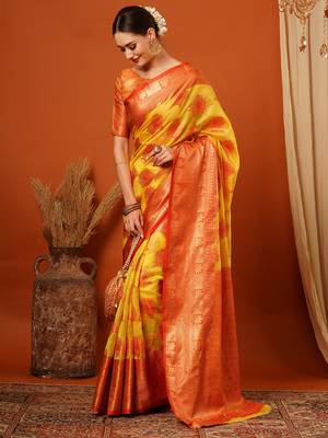 Red Jaccaurd Oraganza Silk Bollywood  Saree With Blouse 4
