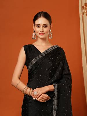 Black  Rangoli Silk  Bollywood  Saree With Blouse 1