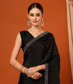 Black  Rangoli Silk  Bollywood  Saree With Blouse