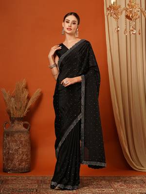 Black  Rangoli Silk  Bollywood  Saree With Blouse 2