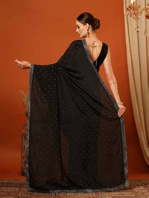 Black  Rangoli Silk  Bollywood  Saree With Blouse 4