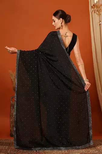 Black  Rangoli Silk  Bollywood  Saree With Blouse