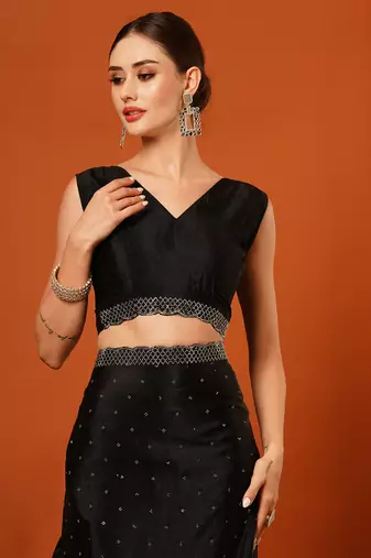 Black  Rangoli Silk  Bollywood  Saree With Blouse