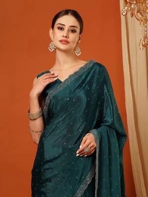Dark Blue  Rangoli Silk  Bollywood  Saree With Blouse 2