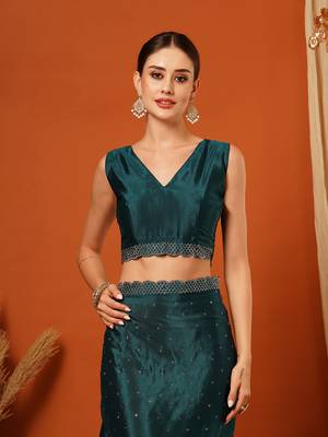 Dark Blue  Rangoli Silk  Bollywood  Saree With Blouse 5