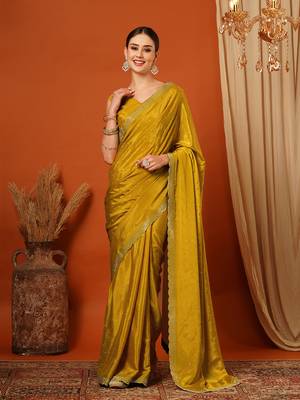 Mustard  Rangoli Silk  Bollywood  Saree With Blouse 2
