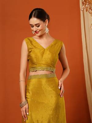 Mustard  Rangoli Silk  Bollywood  Saree With Blouse 5