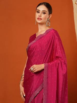 Pink  Rangoli Silk  Bollywood  Saree With Blouse 1