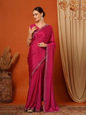 Pink  Rangoli Silk  Bollywood  Saree With Blouse 2