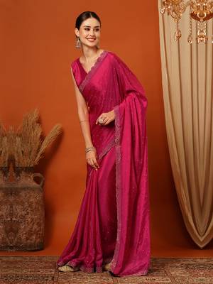 Pink  Rangoli Silk  Bollywood  Saree With Blouse 4