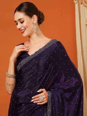 Purple  Rangoli Silk  Bollywood  Saree With Blouse 2
