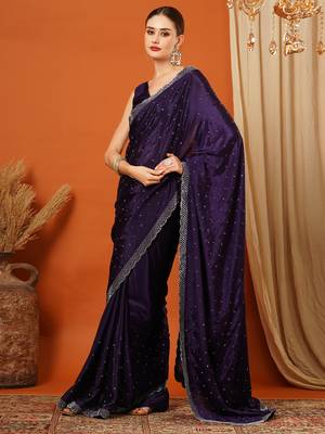 Purple  Rangoli Silk  Bollywood  Saree With Blouse 4