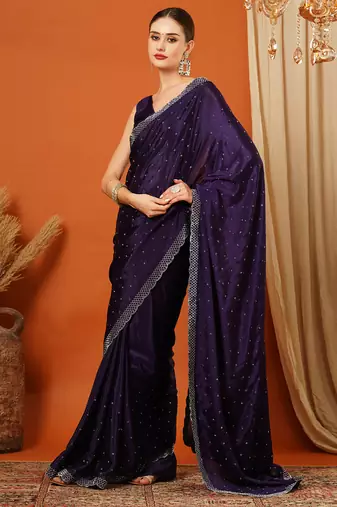 Purple  Rangoli Silk  Bollywood  Saree With Blouse