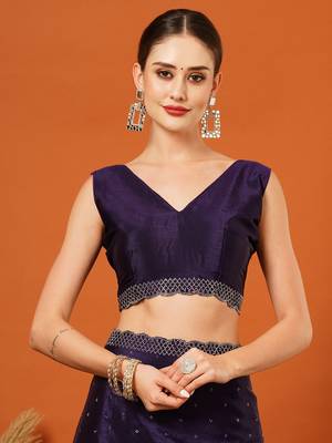 Purple  Rangoli Silk  Bollywood  Saree With Blouse 5