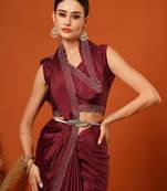 Wine  Rangoli Silk  Bollywood  Saree With Blouse