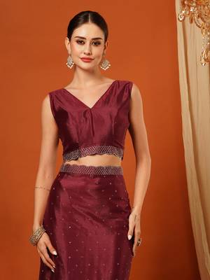 Wine  Rangoli Silk  Bollywood  Saree With Blouse 5