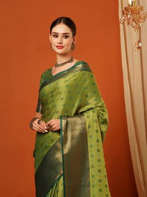 Mahendi Woven Zari Work Cotton Silk Saree With Blouse 1