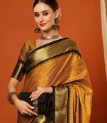 Mustard Cotton Silk Zari Woven Traditional Saree